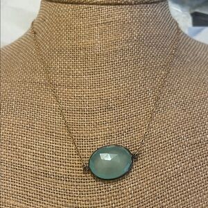 Faceted Chalcedony light green stone with 14kt GF Necklace